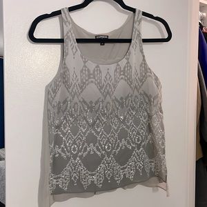 Express Grey sequin top